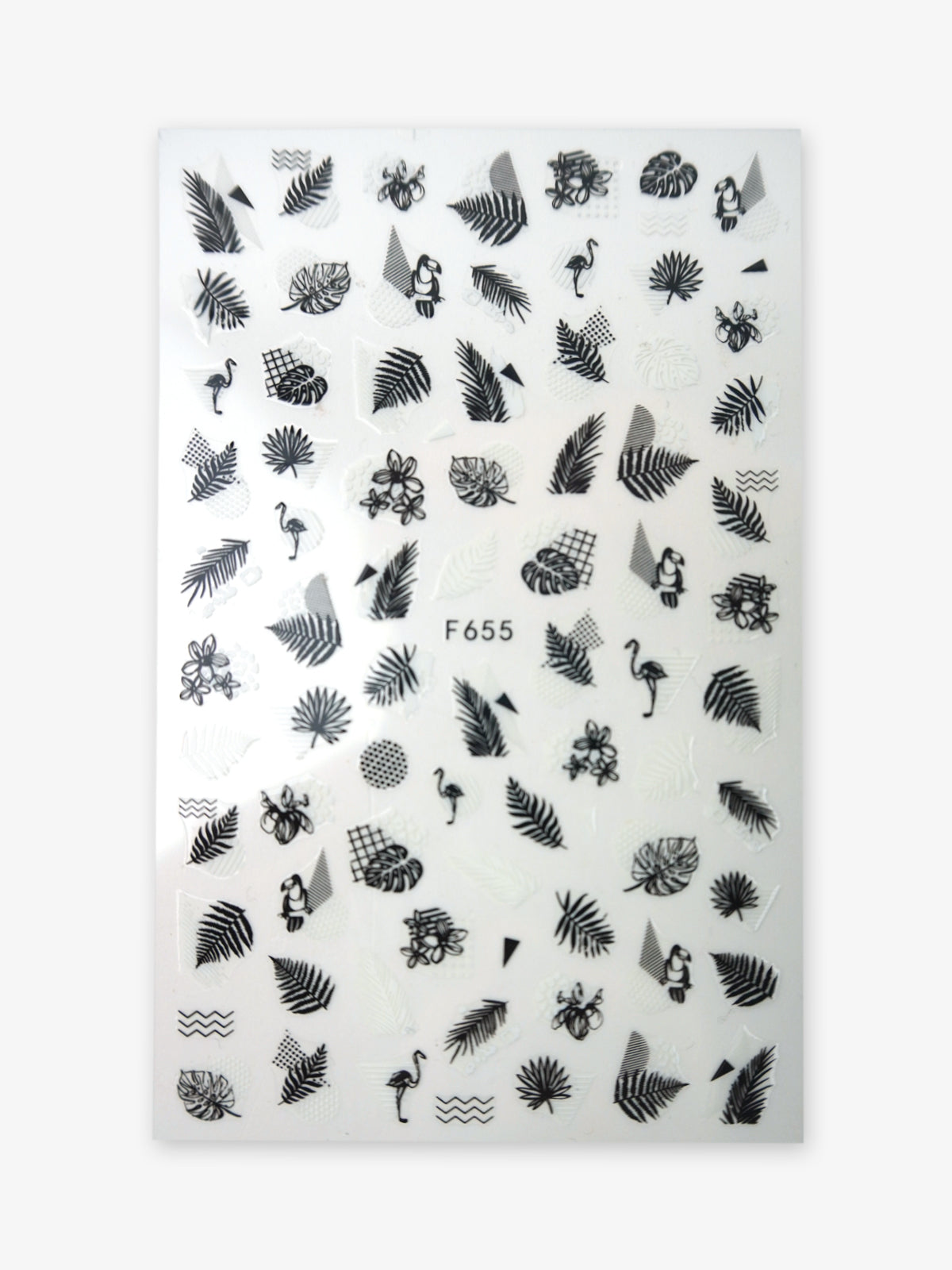 Nail stickers - black and white leaf 655