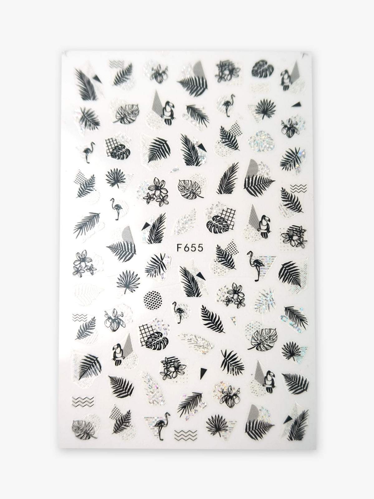 Nail stickers - Black and silver leaf 655