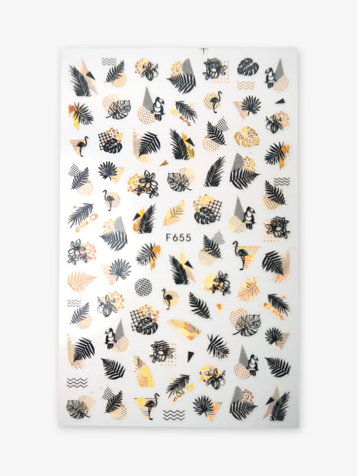 Nail stickers - Black and Gold leaf 655